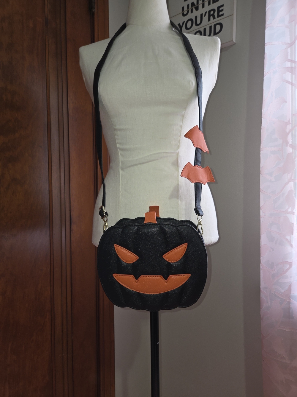 Black and Orange Pumpkin Crossbody Bag
